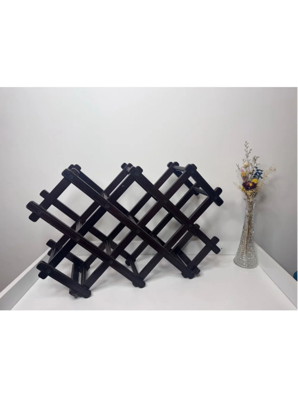 Wooden accordion stile Wine Rack - Brown - One Size
